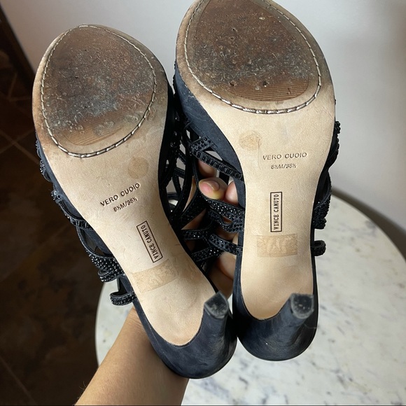 Vince camuto black sandals size 8.5 beaded - Picture 7 of 7